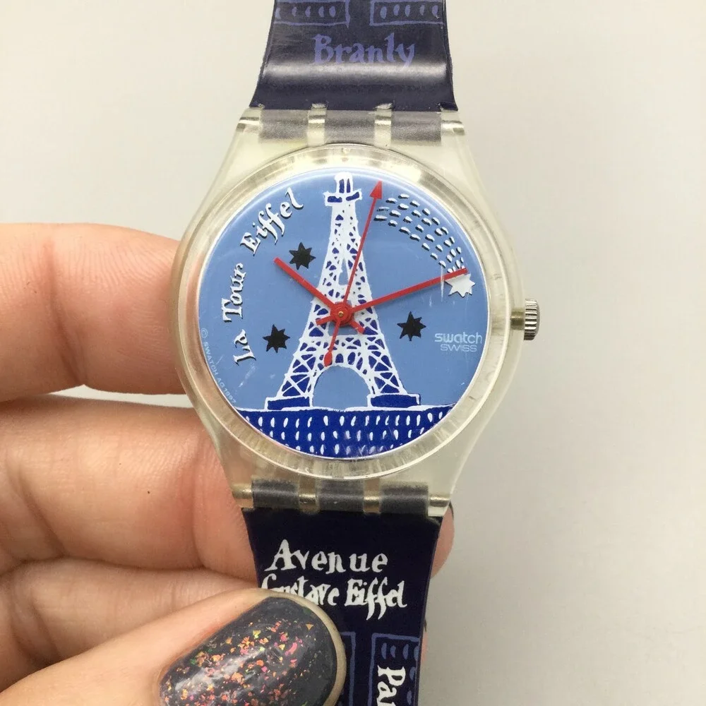 Swatch Gent Titi Parisien Watch Women Swiss Made 34mm Blue Dial New Battery - Picture 8 of 15